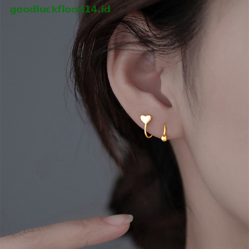 1 Pc Anting Stud Bentuk Bintang Hati Bahan Stainless Steel Untuk Wanita