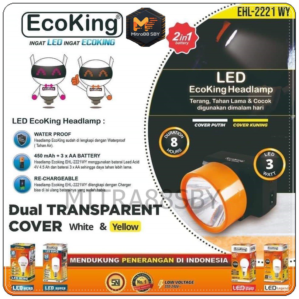 Mitra88sby senter kepala led murah Ecoking ( headlamp ) 2203 2240 2246 2285