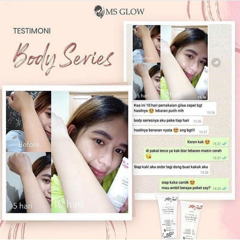 PAKET BODY LOTION BODY SERUM MS GLOW / Ms Glow Easy White Body Series