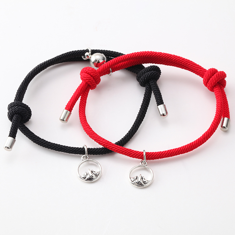 1 Pair Minimalist Couple Bracelet/ Handmade Adjustable Friendship Braided Rope/ Creative Lovers Magnetic Bracelet/ Distance Magnetic Lovers Jewelry Set Gifts