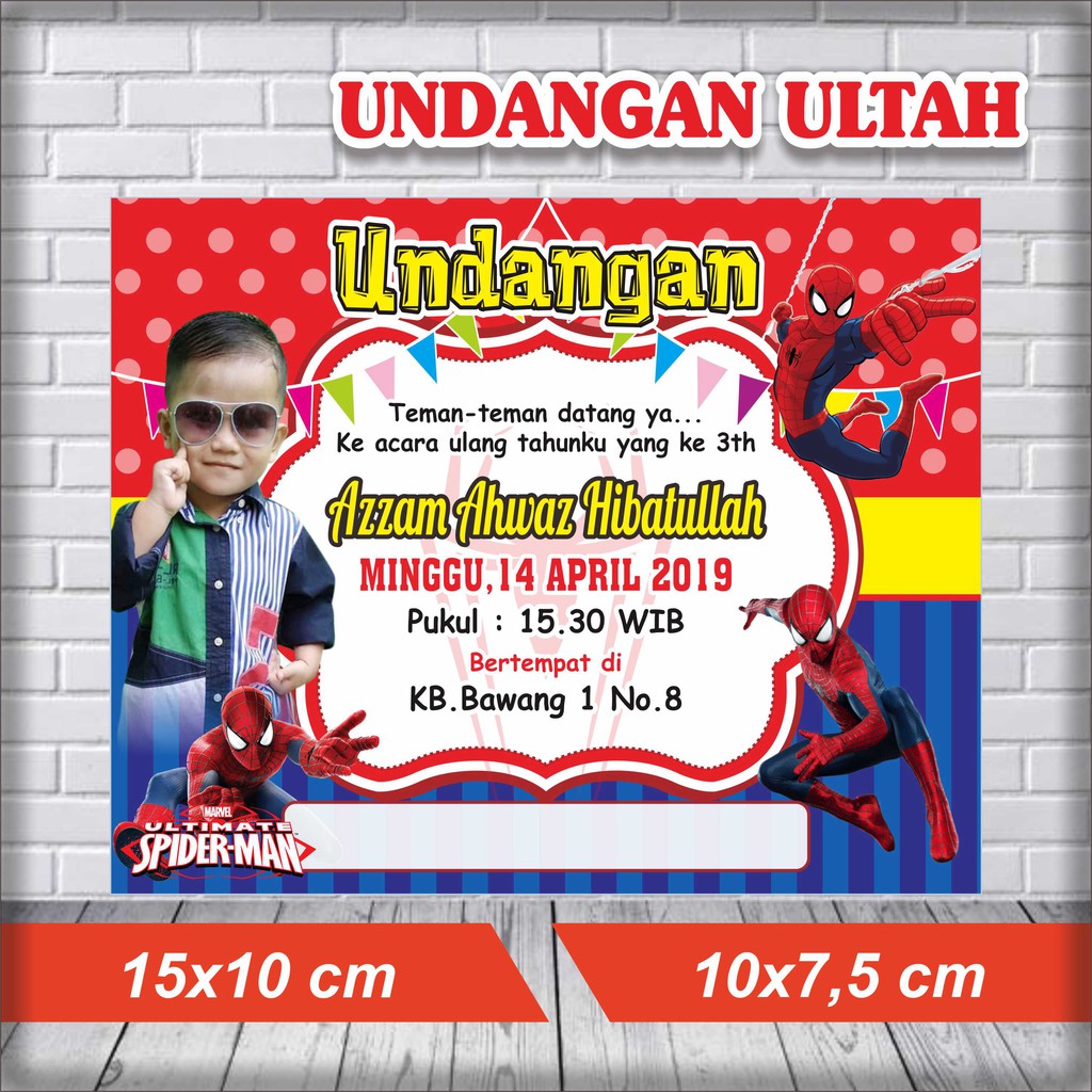Undangan Unik / Undangan Cantik / Undangan Ultah / Undangan Ulang Tahun Tema Spiderman