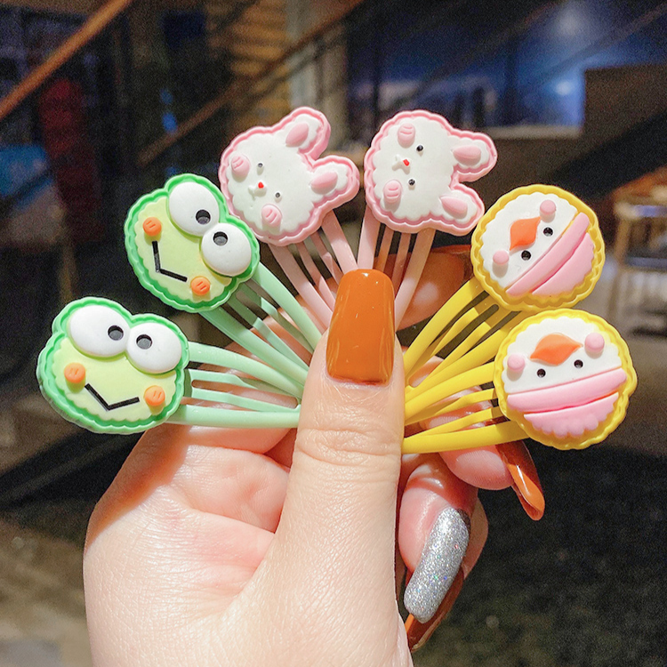 2 Pcs Cute Cartoon Hairpin Korean Simple Hair Clip Girls