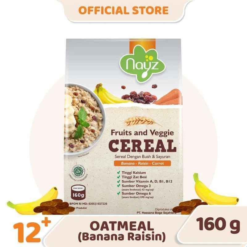 Nayz Fruit &amp; Veggie Cereal Banana Raisin Carrot 160gr