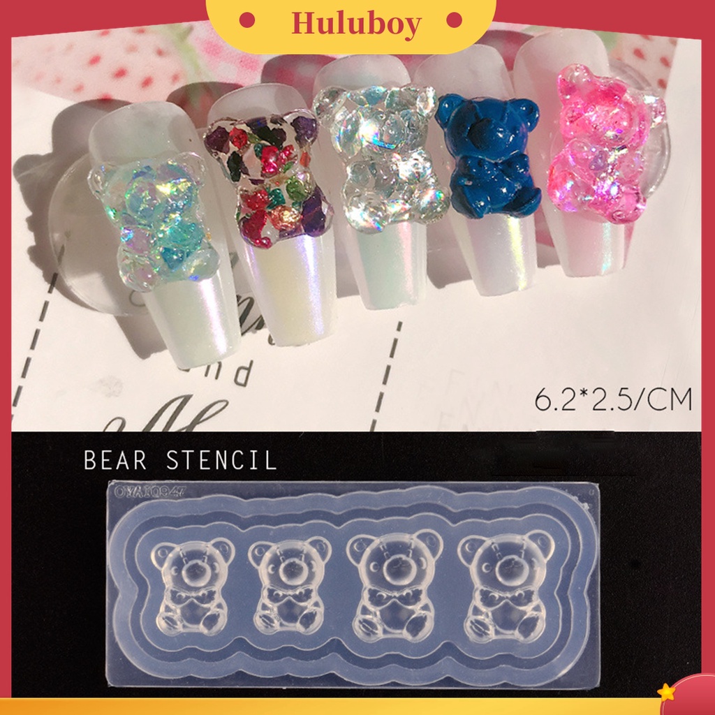 Huluboy Huluboy♡ Cetakan Stempel Kuku 3D Bahan Silikon Transparan Untuk Nail Art DIY