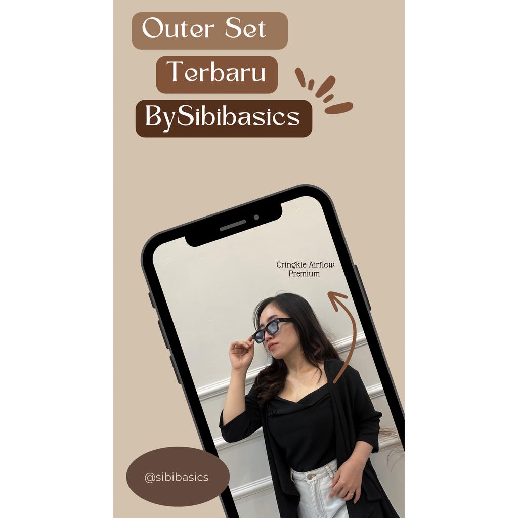 Cardigan Outer Tanktop Adjustable Crinkle Premium || Cardigan Tanktop Set Adjustable Premium Fabric