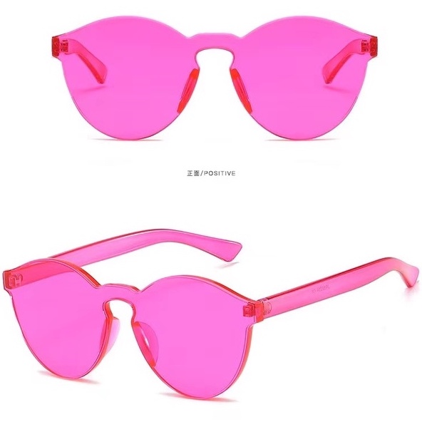 DIKIRIM DARI JAKARTA - Harga murah Kacamata Transparan Port Frameless Tren Pasangan kacamata Simple Kacamata Fashion-13 C3 pink tua