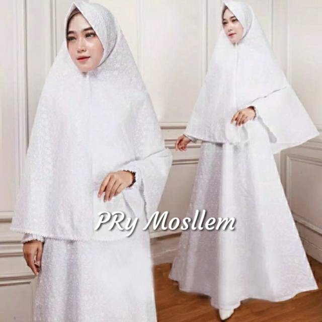 Gamis muslimah satu set jilbab jumbo panjang/perlengkapan haji dan umroh