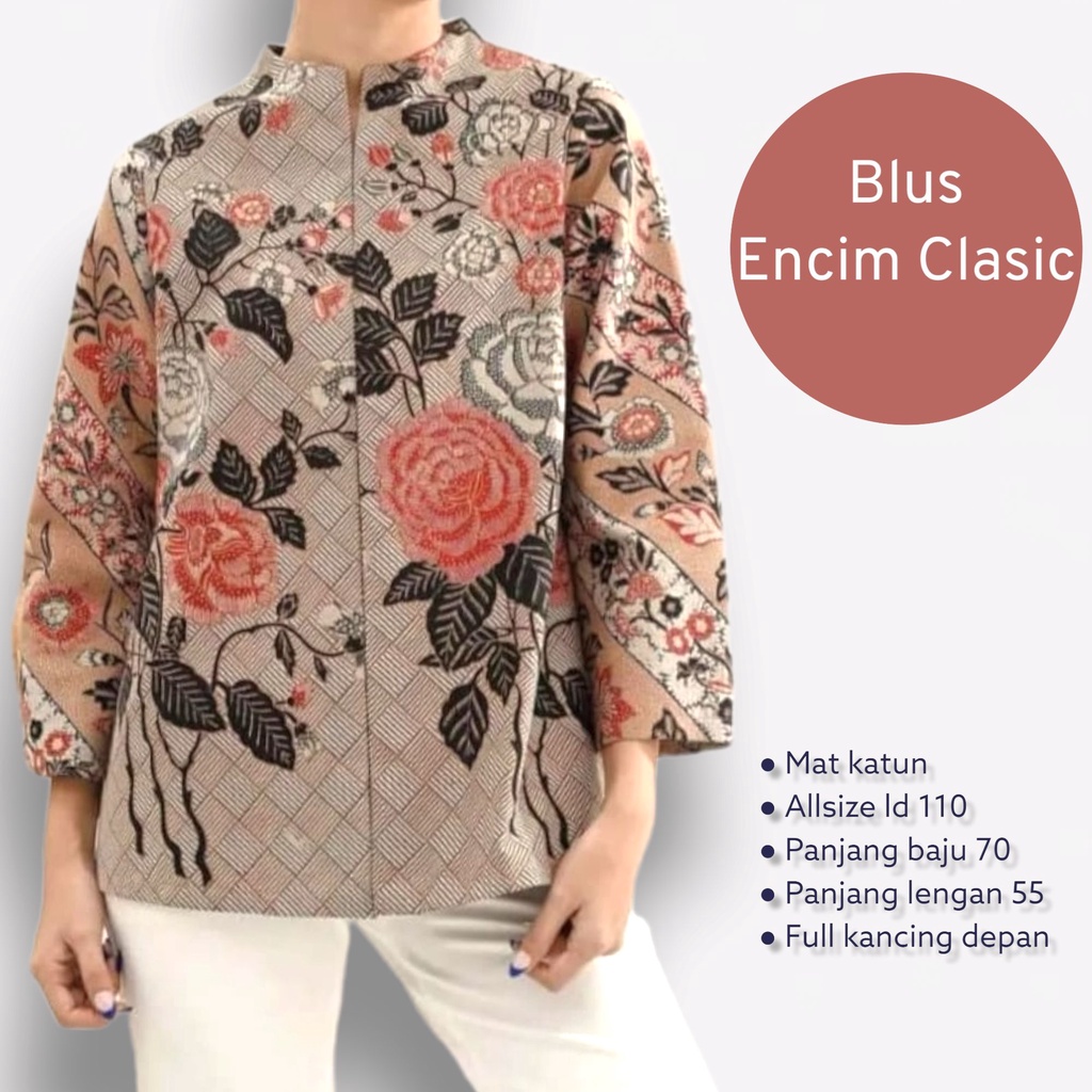 Blus Encim Clasic batik solo atasan kerja blus kantor