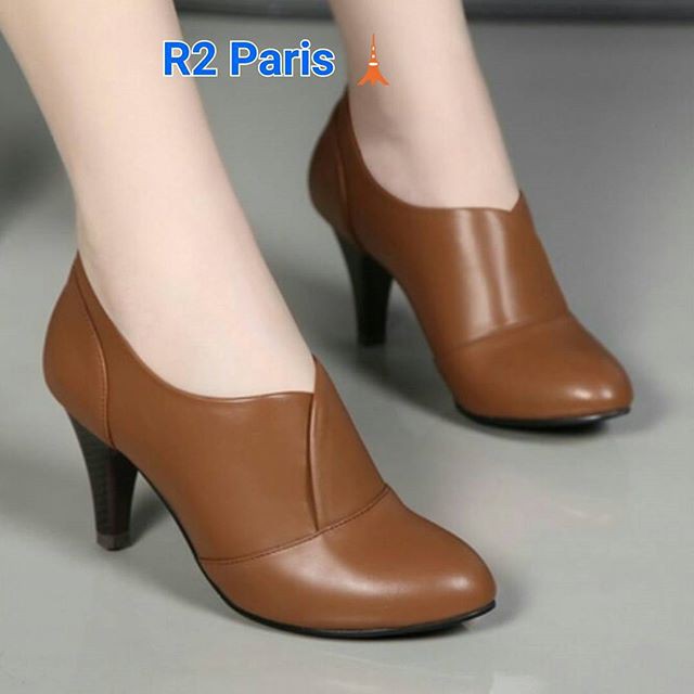 HOT SALE BIG HEELS SEPATU WANITA HAK HITAM COKLAT KERJA SIMPLE FORMAL murah | kekinian | bandung