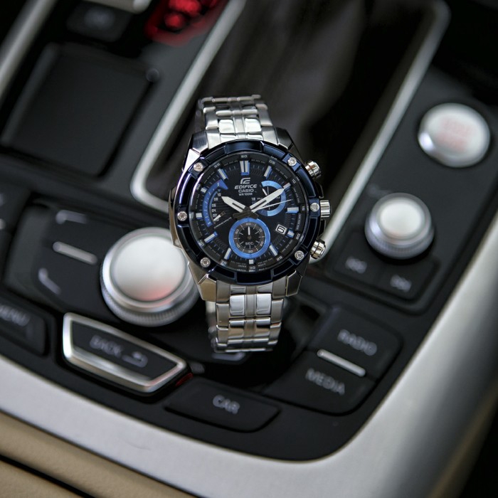 Jam Tangan Pria Casio Edifice EFR-559DB-2AV Silver Blue Original BM