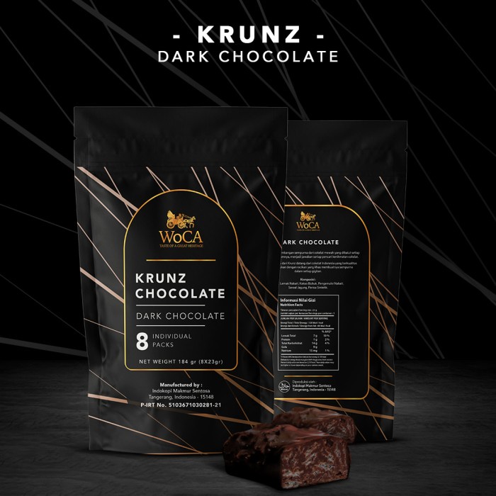 

54eh Woca Krunz Chocolate Dark 8 Individual Packs - Pouch 60Jh