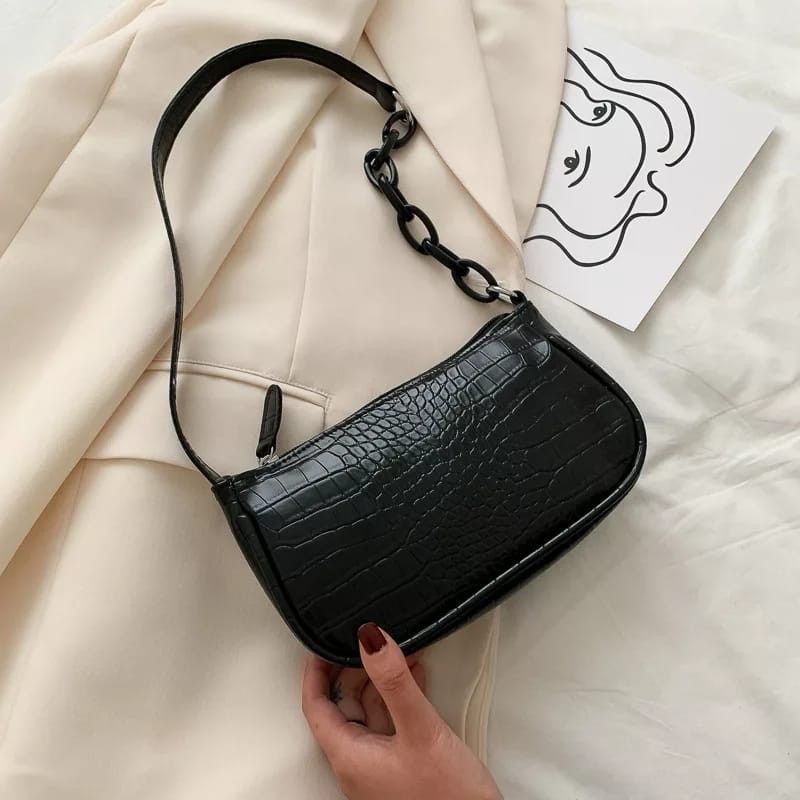 Tas Selempang Wanita / Tas Croco Rantai / Shoulder Bag Fashion Impor Kombinasi Rantai