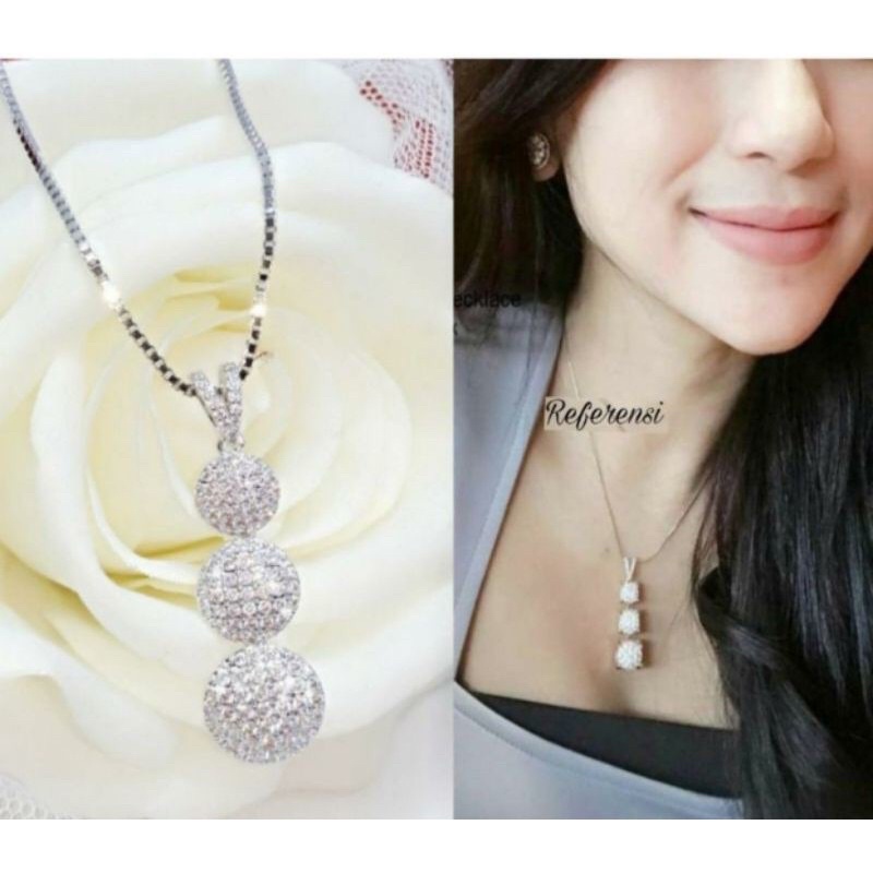 (TERBARU) kalung wanita berlian 3 bulatan lapis emas 24k xuping