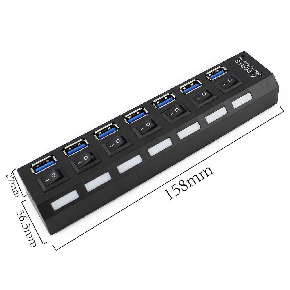 Hub Splitter 4 / 7 Port USB 3.0 Kecepatan Tinggi 5Gbps Untuk Komputer PC