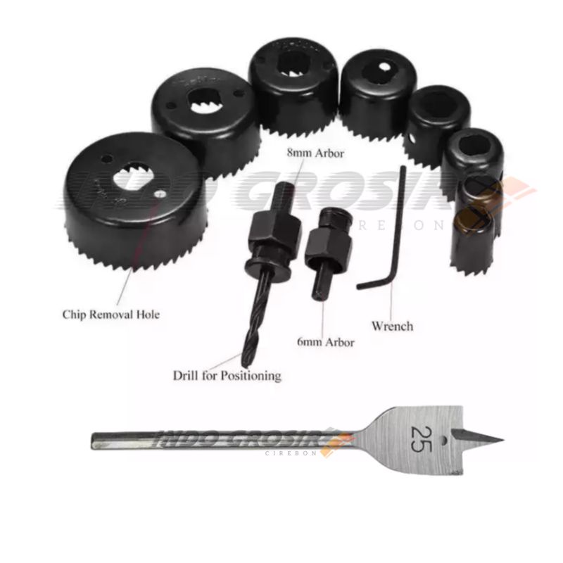 HoleSaw Set 13pc / Hole Saw Pelubang Kayu plastik pvc / Mata Bor  Hydroponic