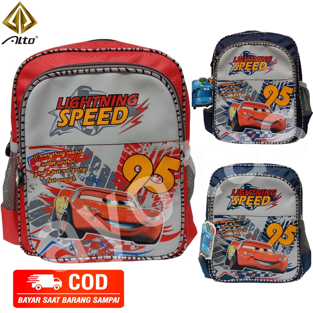 Tas Sekolah Anak Laki Laki Alto PAUD TK, Tas Karakter Anak Karakter Racing Cars Tas Anak