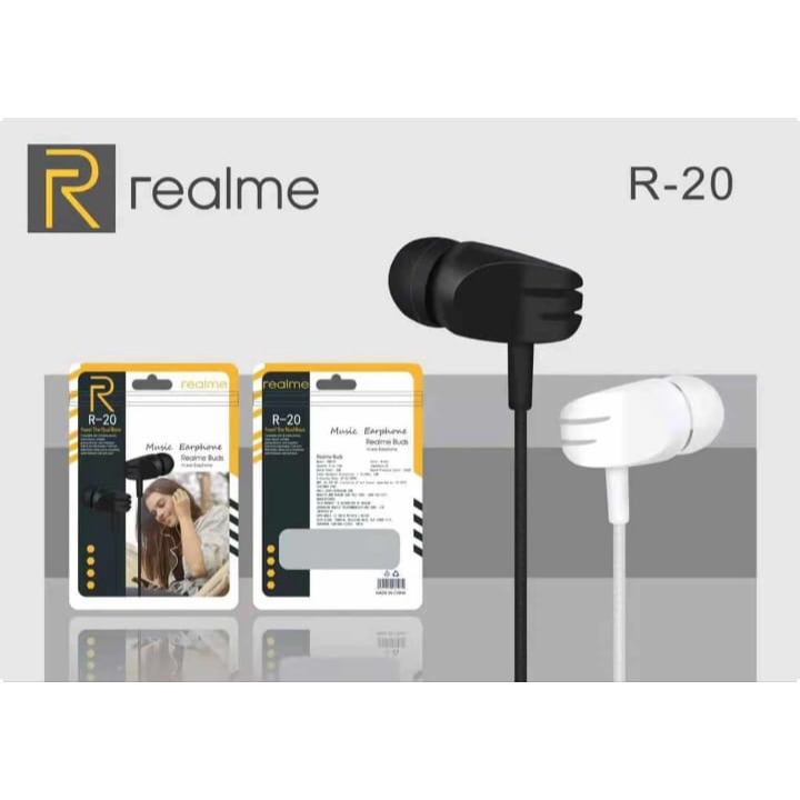 Earphone Realme 20-A stereo bass music telfon headset mic