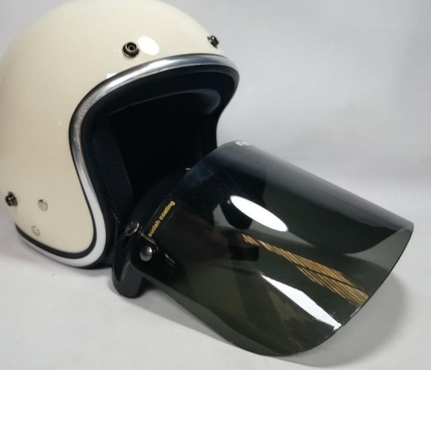 Terbaik Helm Bogo Retro Warna Pastel List Chrome Kaca Datar Smoke Shopee Indonesia