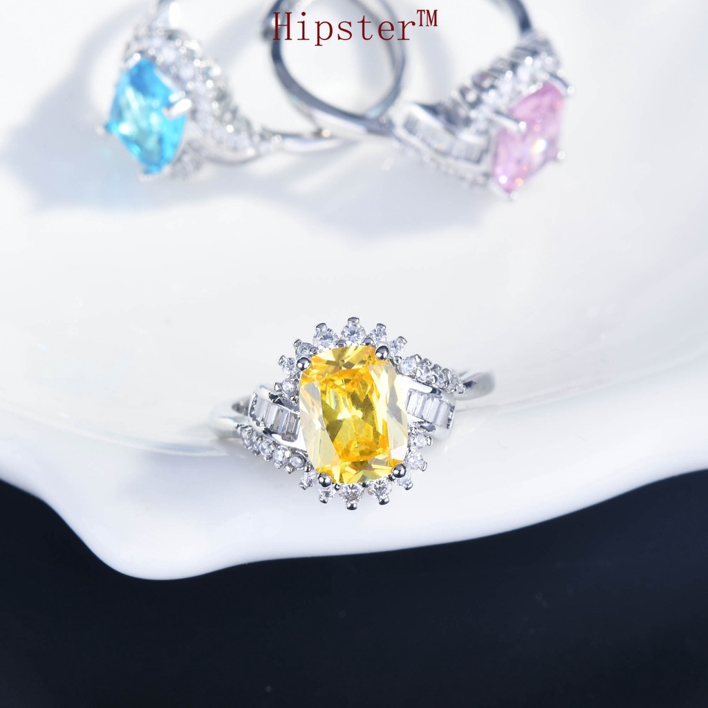 Cincin Berlian Sapphire Warna Pink Kuning Model Terbuka