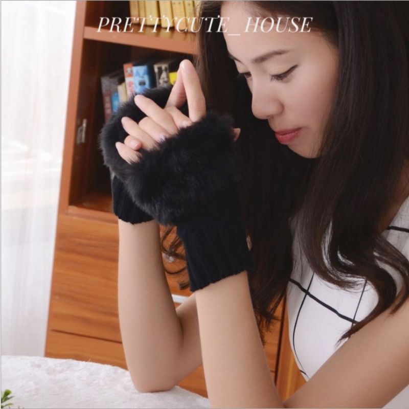 PCH Korean Fingerless Winter Gloves / Sarung Tangan Bulu Korea Musim Dingin / Glove Bulu halus tebal