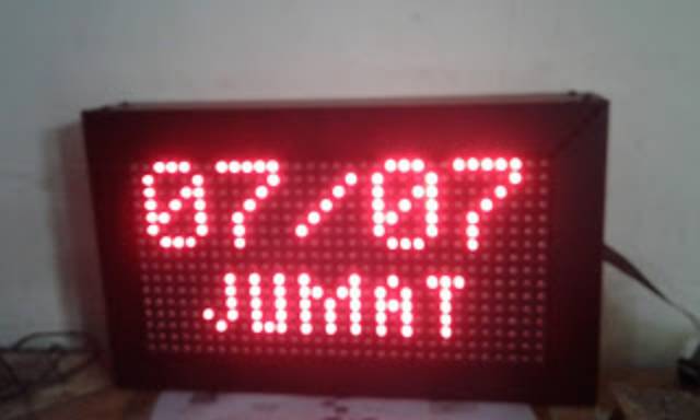 Jam waktu sholat JWS led P10 red untuk shodaqoh