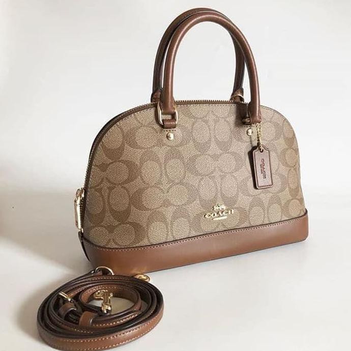 Barang Bagus TAS Coach Mini Sierra Signature Saddle Khaki Brown Original STOK TERBATAS