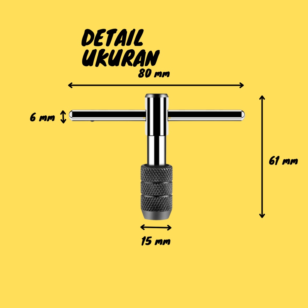 Mata Bor Hand Tap Die Set - Pembuat Ulir Sekrup dengan Tap Wrench Original