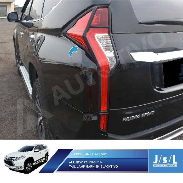 Aksesoris All New Pajero Sport JSL Cover Stoplamp Garnish Lampu Belakang Hitam Blacktivo
