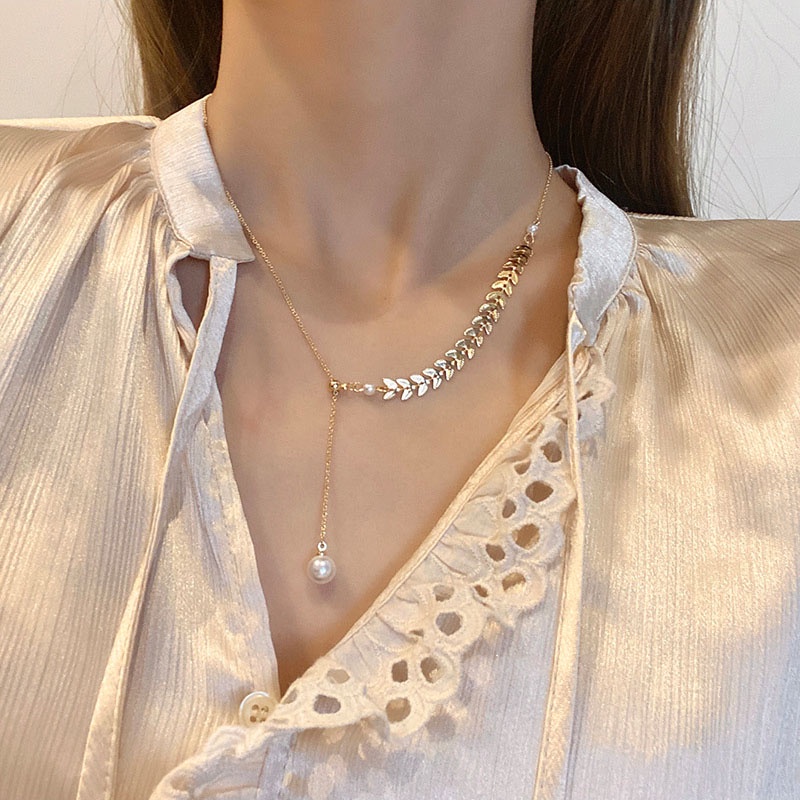 Shuling Wheat Pearl Necklace Female Hot Selling Fashion Design Choker Necklaces Hip Hop Style Women Necklace