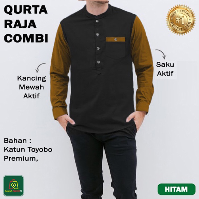 Baju Muslim Pria QURTA RAJA COMBI Lengan Panjang Bahan Toyobo Premium Size M-XXL / 26255 26257 26259 26261