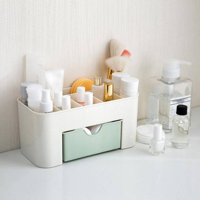 Rak Kosmetik Plastik Mini Praktis Tempat Make Up Minimalis Kotak Penyimpanan Serbaguna Wadah ATK Ala
