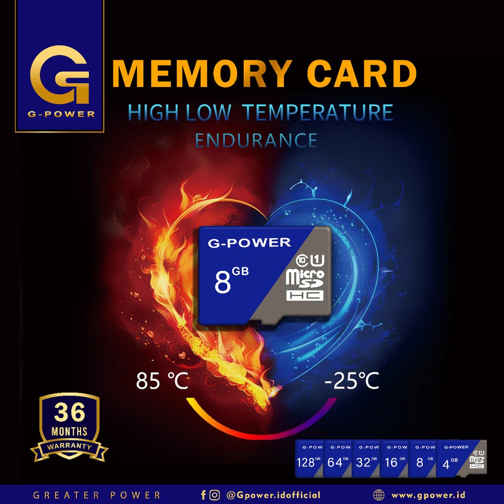 G-POWER KARTU MEMORI 4GB/8GB/16GB/32GB/64GB/128GB MICRO SD ULTRA 3 HIGH CLASS 10 GARANSI 3TAHUN