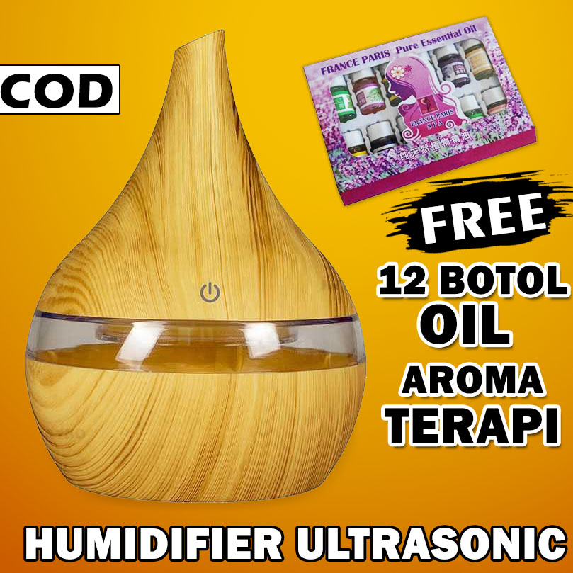 Humidifier Diffuser Aromaterapi Essential Oil Aromatherapy Disfuser Ultrasonic Pelembab Udara Pengharum Ruangan-Kerucut Kayu