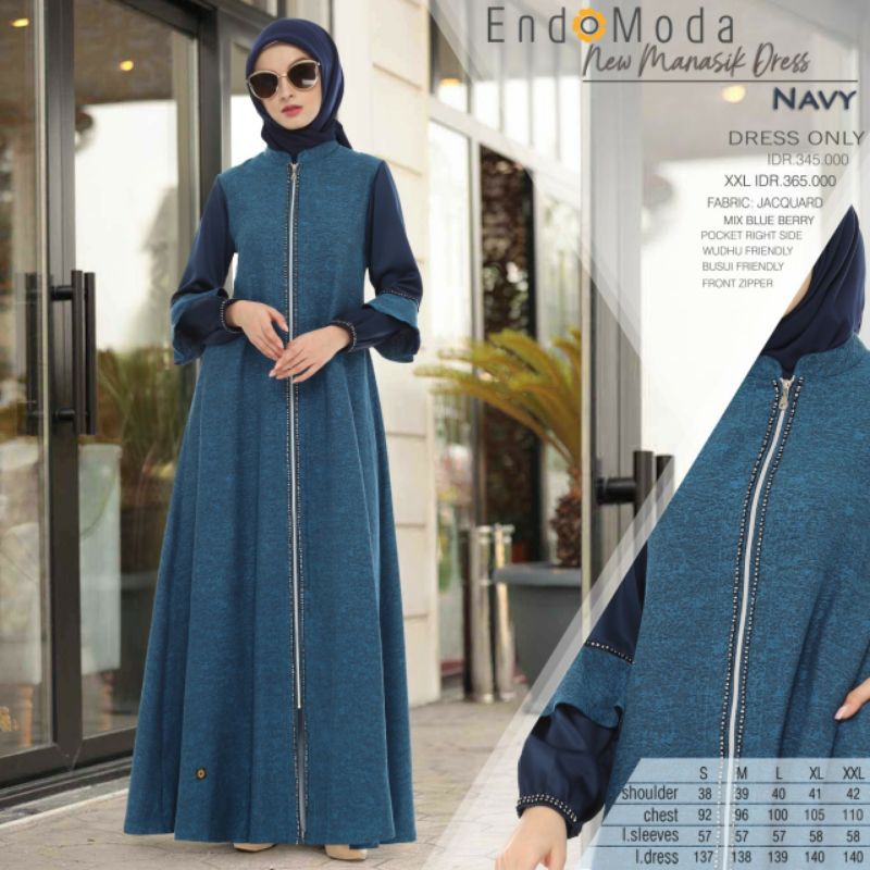 GAMIS ENDOMODA NEW MANASIK DRESS NAVY MAROON MOCCA GAMIS ENDOMODA DRESS LENGAN PANJANG