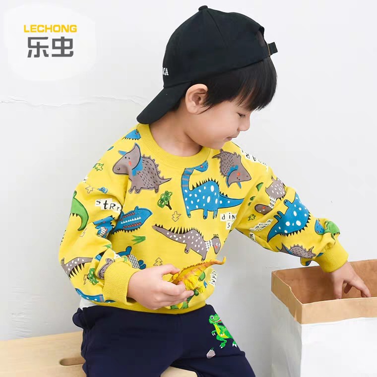 plazababyku PASSWORD DINO SNAP Setelan Sweater 1 - 7 Tahun Baju Anak BerKualitas