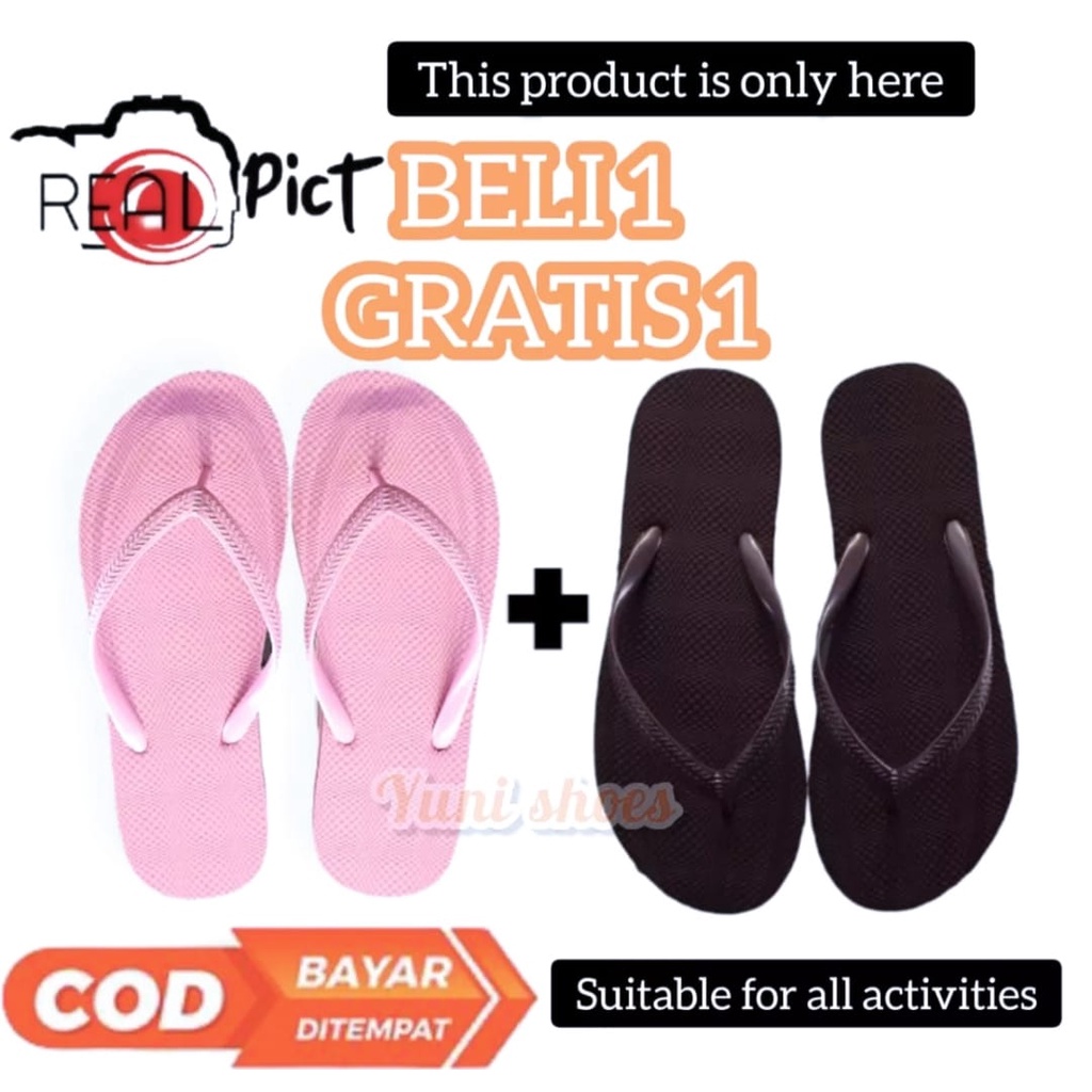 NEW PROMO BELI SATU GRATIS SATU SANDAL JEPIT WANITA SIMPEL POLOS/SANDAL RUMAHAN.