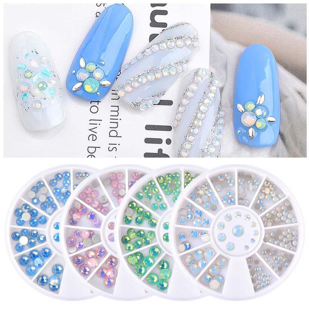 AUGUSTINA Dekorasi Nail Art Agustina Halus Terang Tips Kuku Hiasan Kuku Kristal Mengkilap Perhiasan Kuku Rhinestones