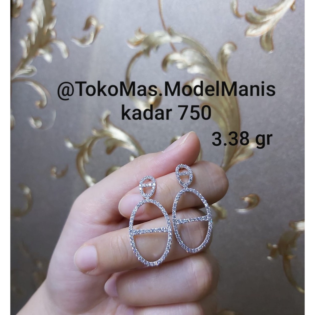 Anting Emas Putih Italy Herme* Kadar 750 best seller