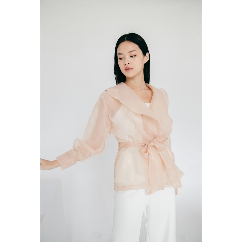 Aura Label - Kalila Organza Top Cream - BESTSELLER MOST WANTED blouse wanita organza nude cream puff