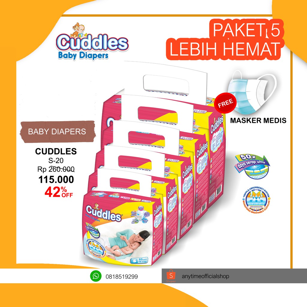 

Cuddles Popok Bayi / Baby Diapers Pekekat S20 - Paket 5 Bags
