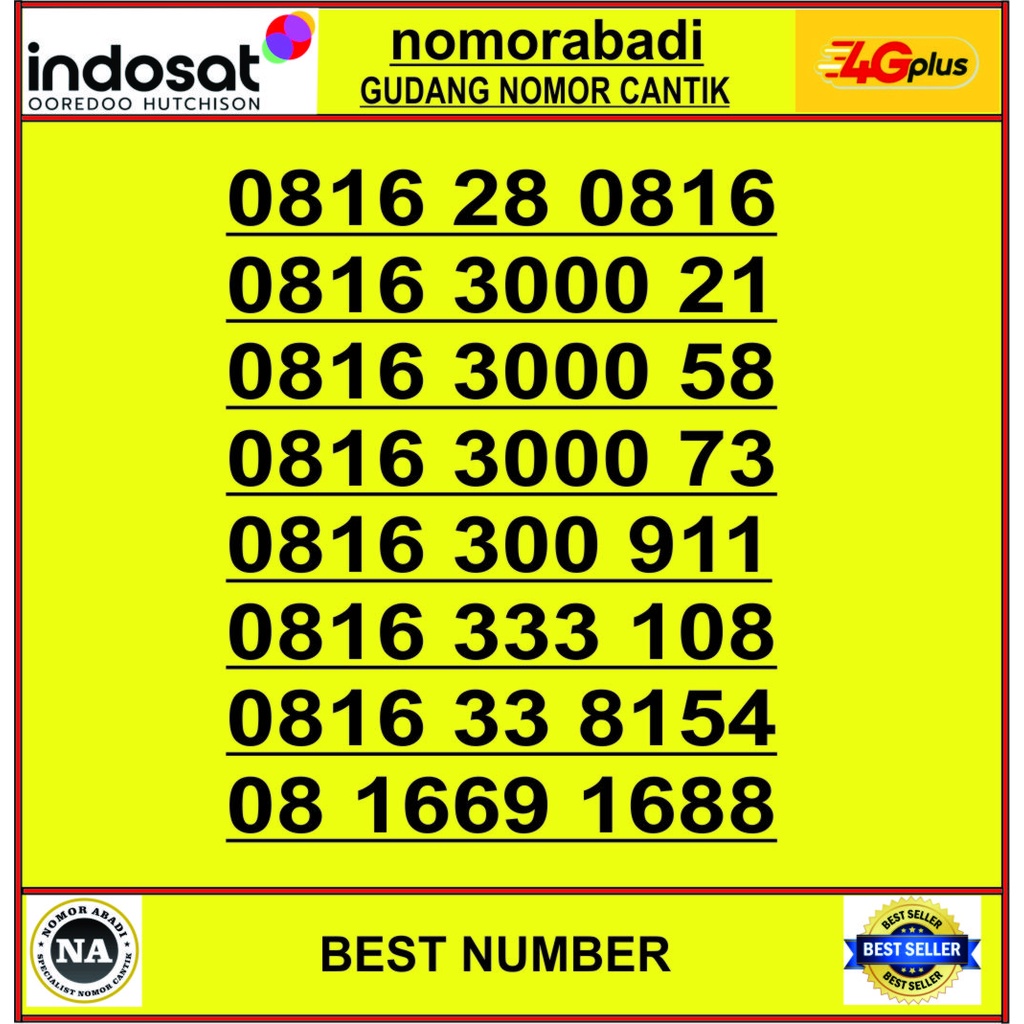NOMOR CANTIK INDOSAT 4G 10DIGIT H3000