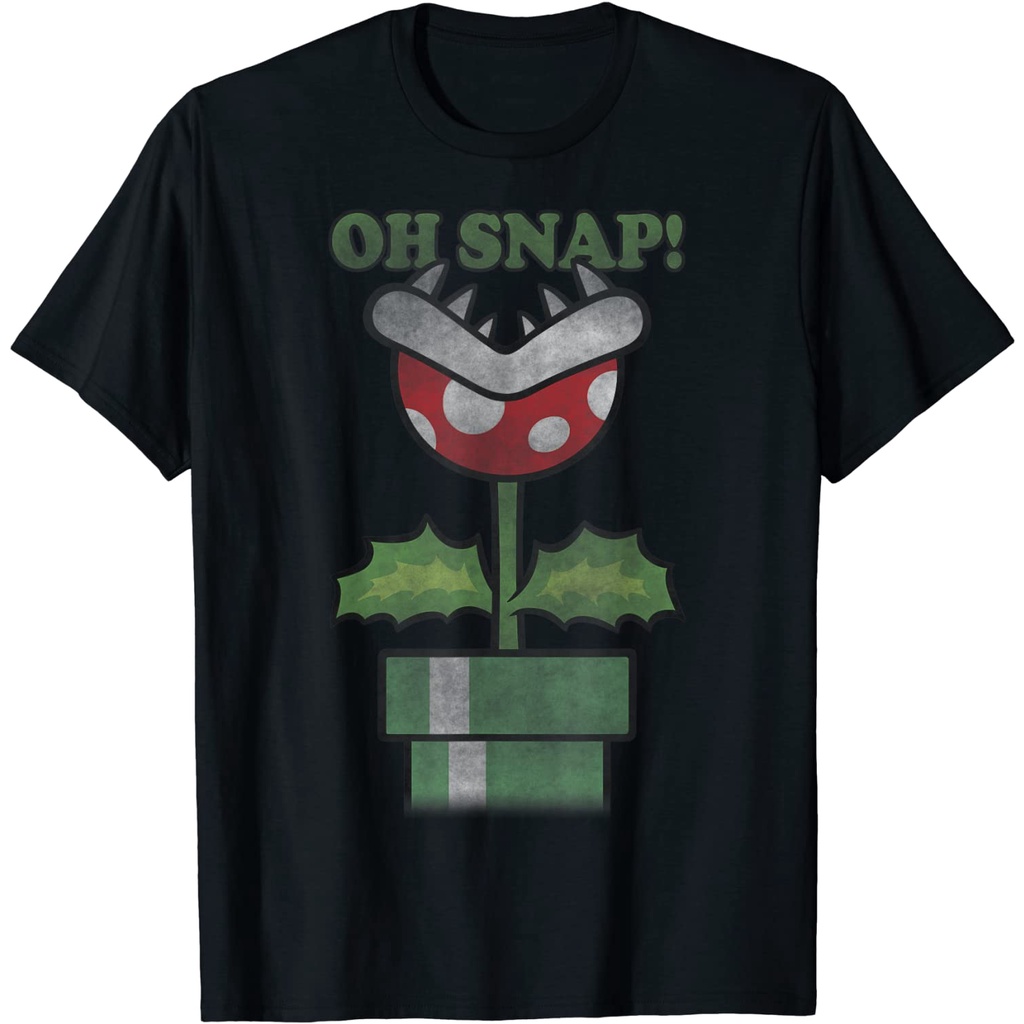Baju dewasa Nintendo Super Mario Piranha Plant Oh Snap Vintage T-Shirt T-Shirt Kaos Dewasa Pria Dewa
