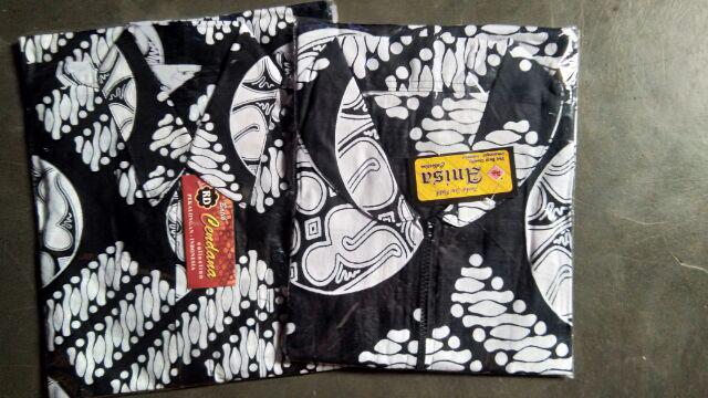 Bg - Batik Couple Maxicardi Monochrome Motif Bola Dan Motif Jumputan Outer Muslim