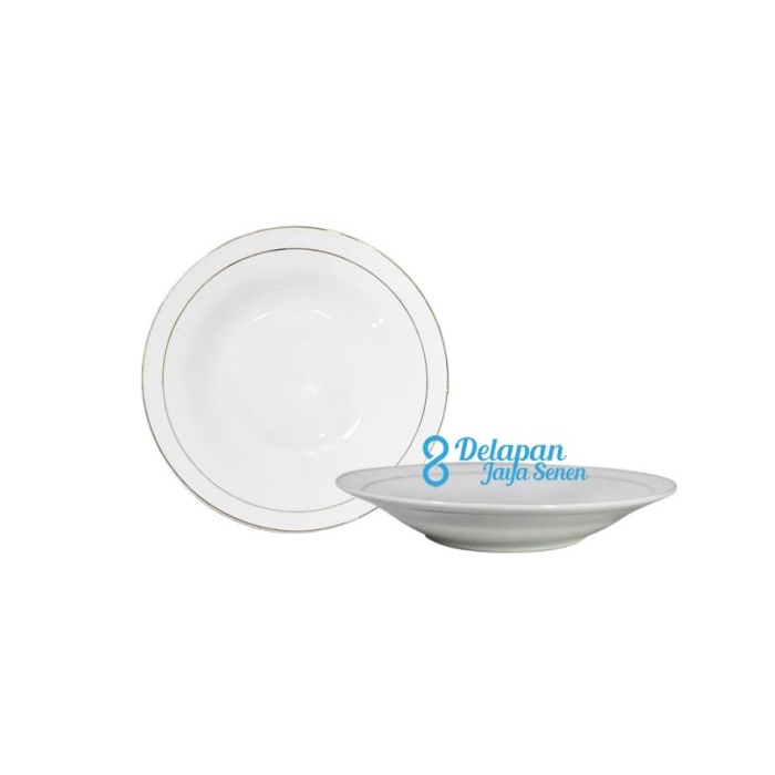 

Unik Piring Porselen Lis Emas 9 inch Piring Makan Porselen Berkualitas