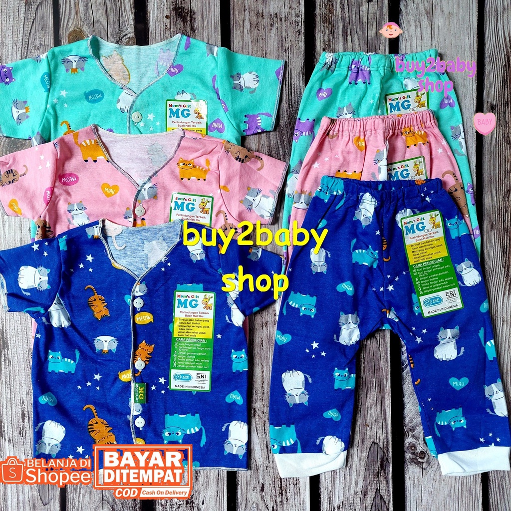 Baju bayi setelan CPR piyama pendek celana panjang warna motif Moms Gift usia 3-6 Bulan 3 Setelan