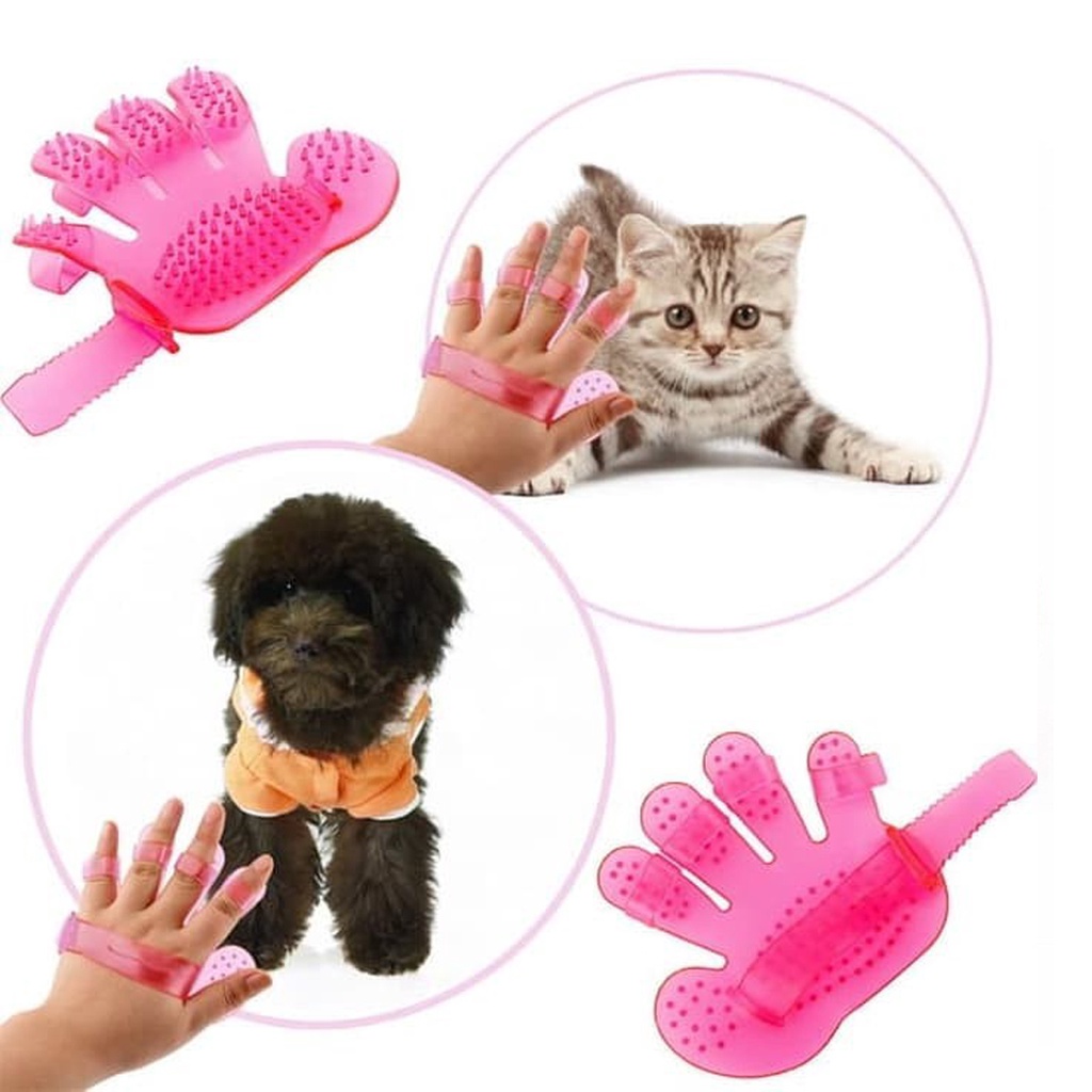 BRGUNIK Sisir Tapak Tangan Sisir Karet Mandi Pijat Bulu Kucing Anjing Kelinci Sisir Sikat Pet Grooming R592