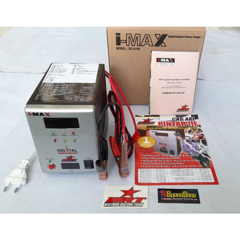 GARANSI 1 TAHUN  CAS ACCU IMAX BRT Smart Digital Charger Aki BRT Motor & Mobil Imax Charger Aki BRT 