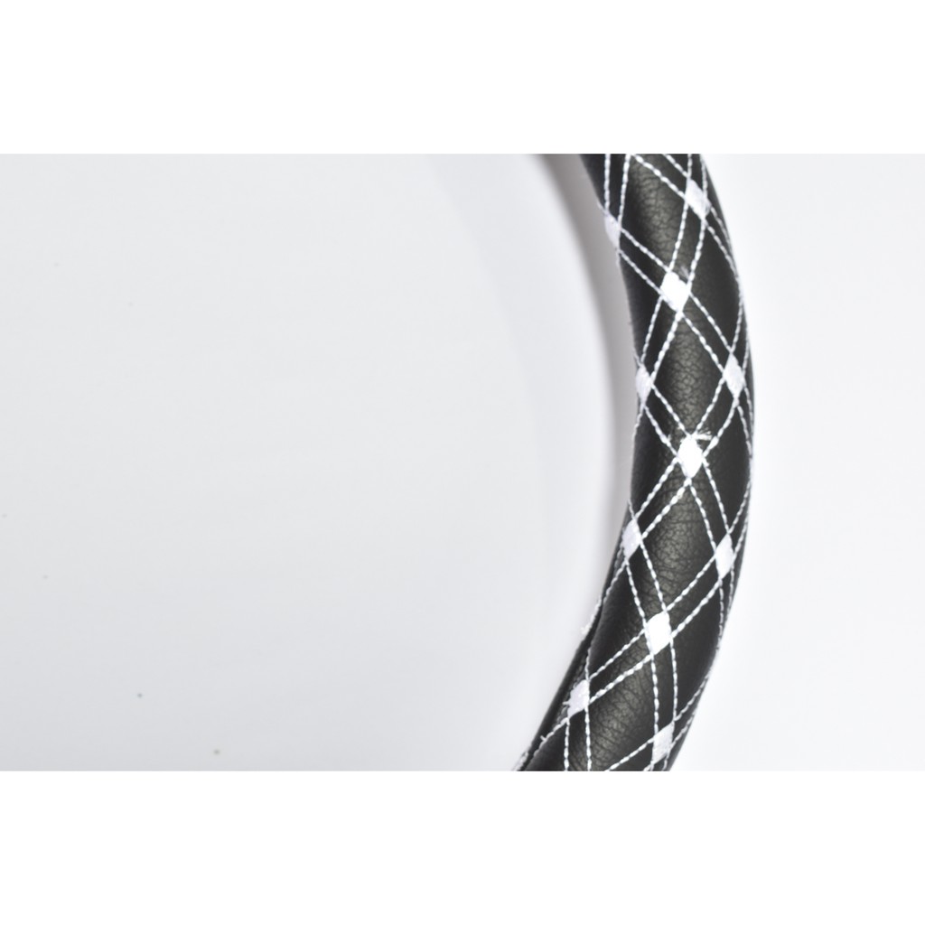 Sarung Stir Corak BENANG PUTIH Cover Stir White Pattern Steering Wheel Cover Benang Putih Universal