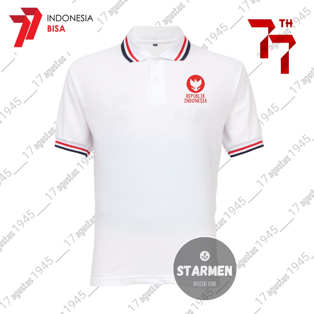 Kaos tshirt polo polos 17 agustus 1945 / 6 motis / sablon polyflex / kaos kerah