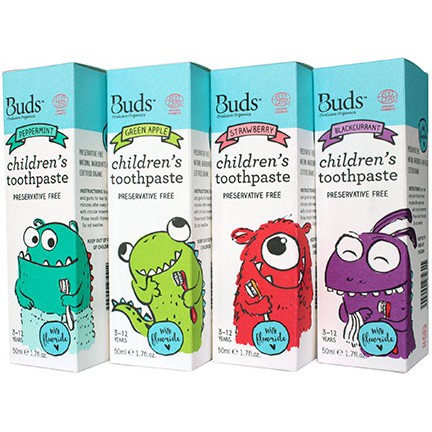 Buds Organics Toothpaste With Fluoride 3-12 Thn - Pasta Gigi Odol Bayi dan Anak Aman Bisa Ditelan